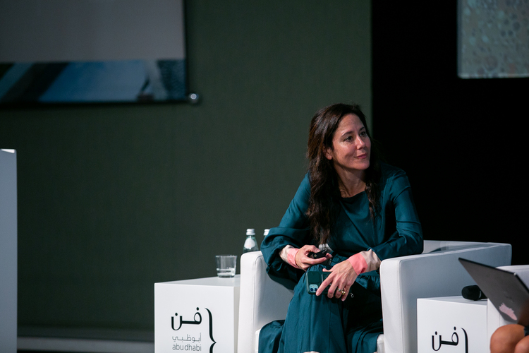 Dyala Nusseibeh at Abu Dhabi Art 2022 Press Conference. Photo courtesy of Abu Dhabi Art. Abu Dhabi art fair